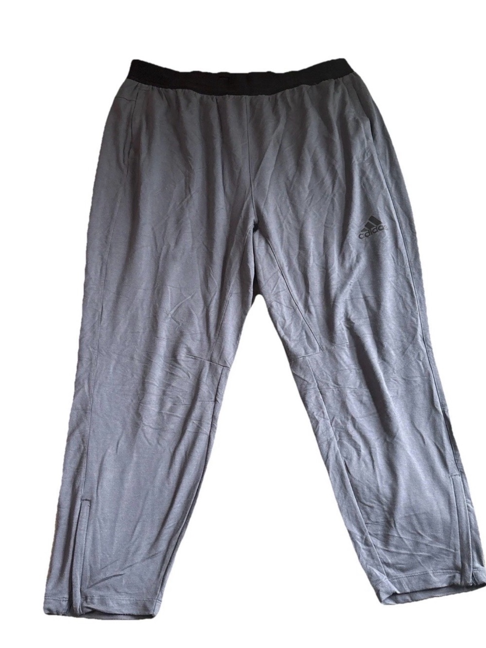 Adidas Men’s 2XL Aeroready Track Pants Joggers Zip Ankle Gray Pockets Drawstring